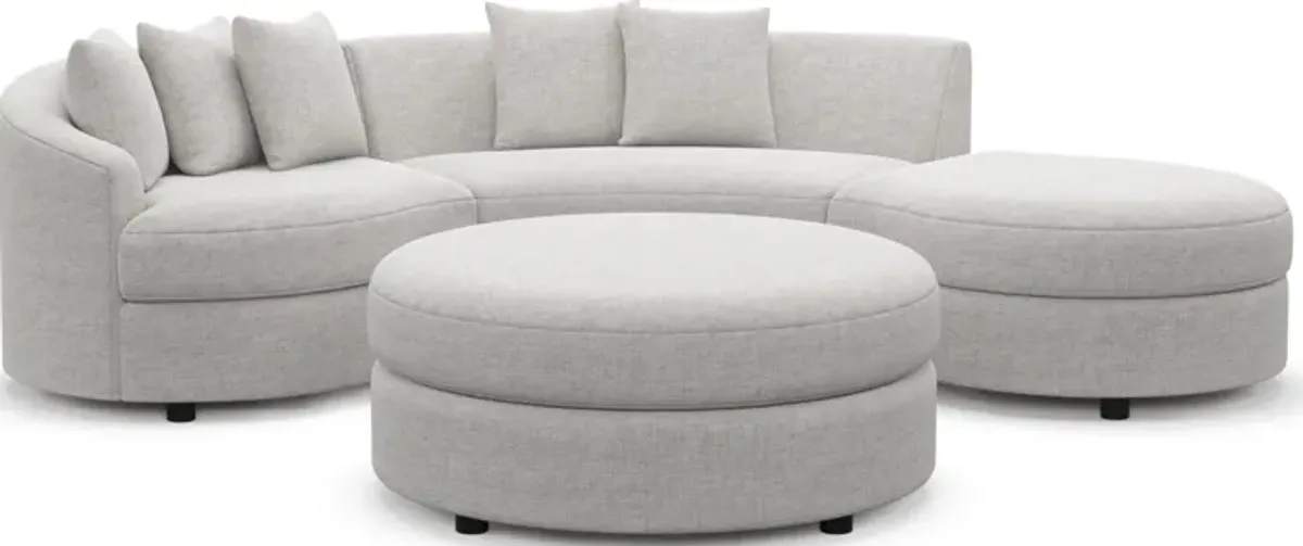 Allegra Foam Comfort 3-Piece Sectional with Right-Facing Chaise and Ottoman - Adario Fog