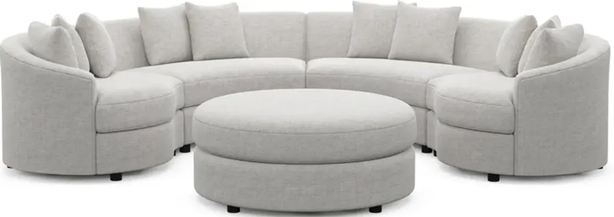 Allegra Foam Comfort 4-Piece Sectional and Ottoman - Adario Fog