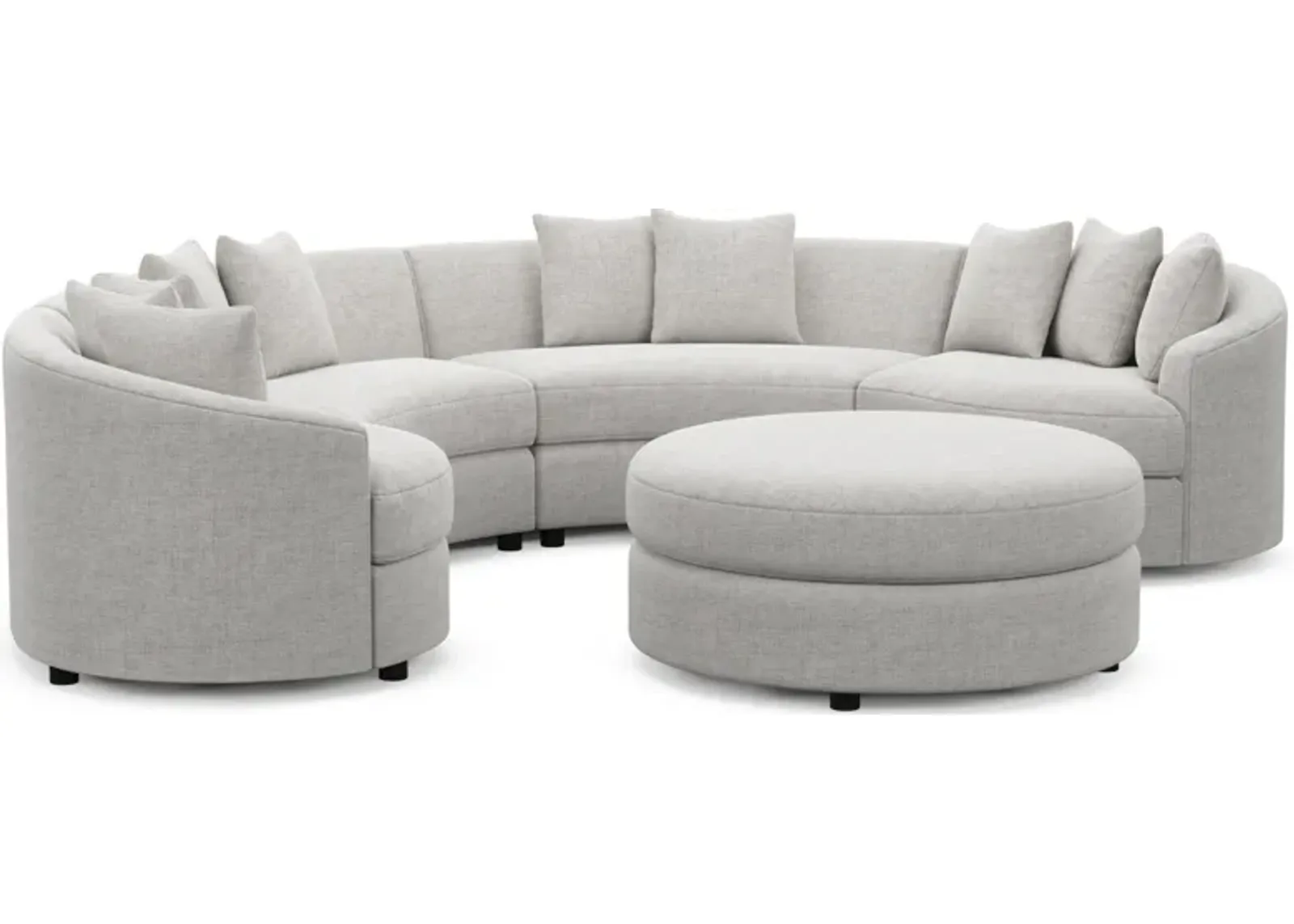 Allegra Foam Comfort 4-Piece Sectional and Ottoman - Adario Fog