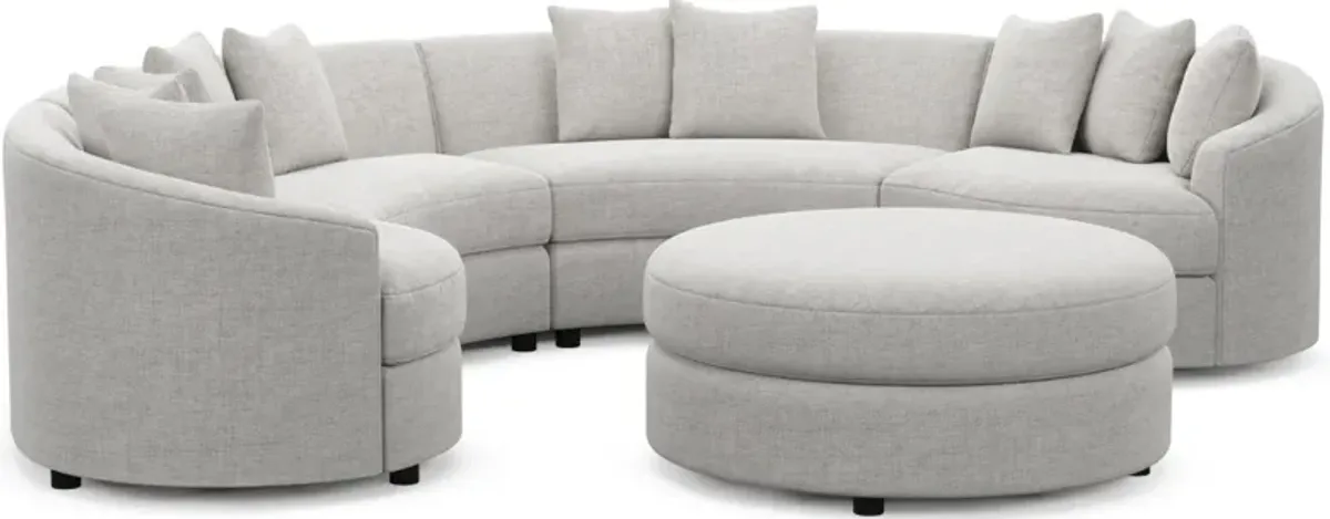 Allegra Foam Comfort 4-Piece Sectional and Ottoman - Adario Fog