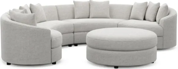 Allegra Foam Comfort 4-Piece Sectional and Ottoman - Adario Fog