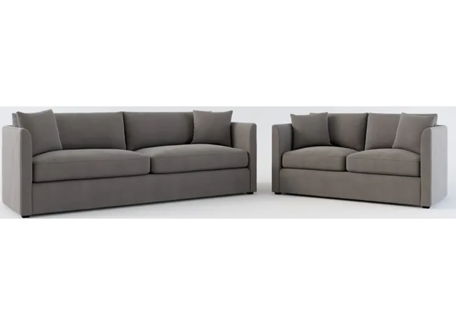 Benji Foam Comfort Sofa and Loveseat Set - Merrimac Ash