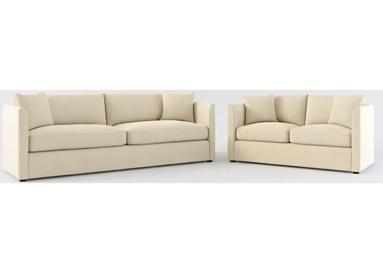 Benji Foam Comfort Sofa and Loveseat Set - Merrimac Ecru