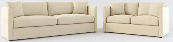 Benji Foam Comfort Sofa and Loveseat Set - Merrimac Ecru