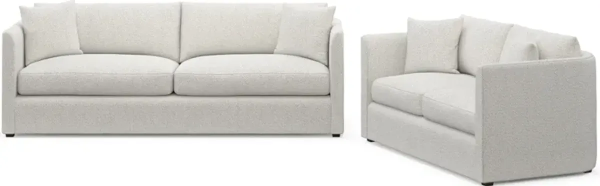 Benji Foam Comfort Sofa and Loveseat Set - River Rock Ivory