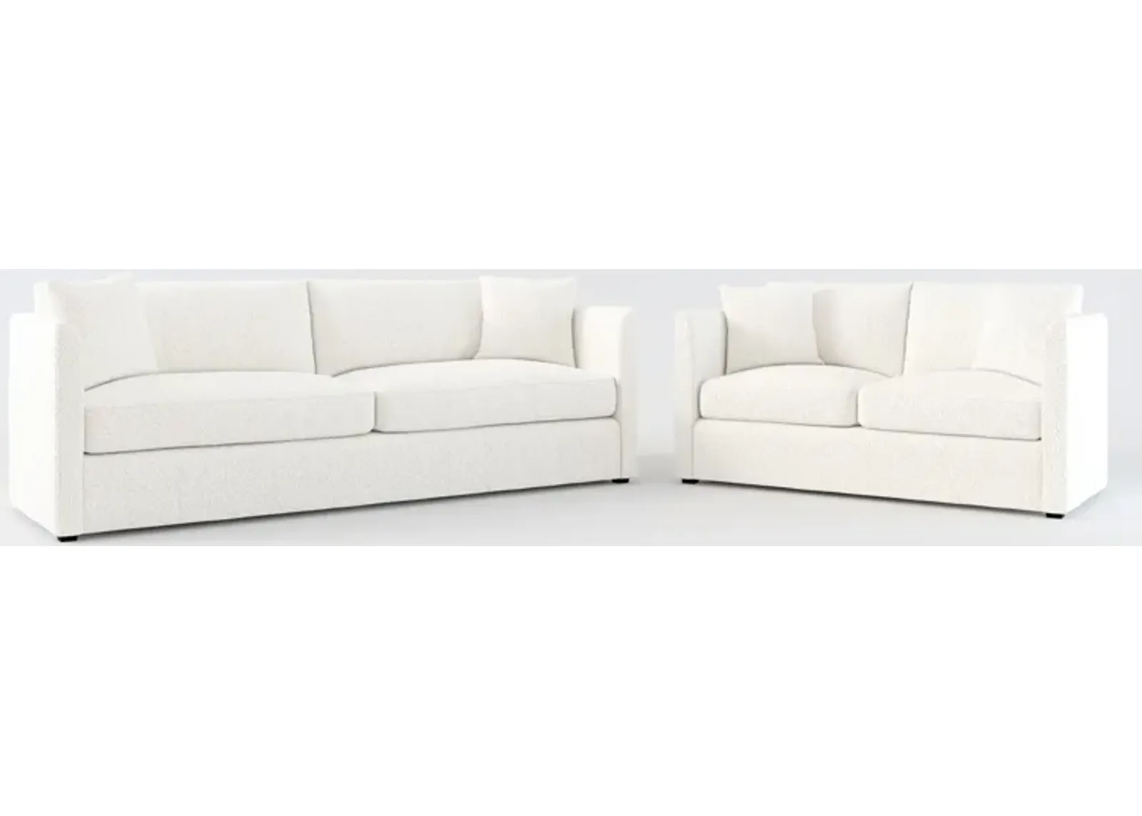 Benji Foam Comfort Sofa and Loveseat Set - River Rock Ivory