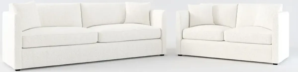 Benji Foam Comfort Sofa and Loveseat Set - River Rock Ivory