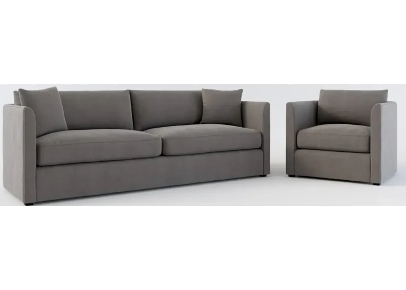 Benji Foam Comfort Sofa and Chair Set - Merrimac Ash