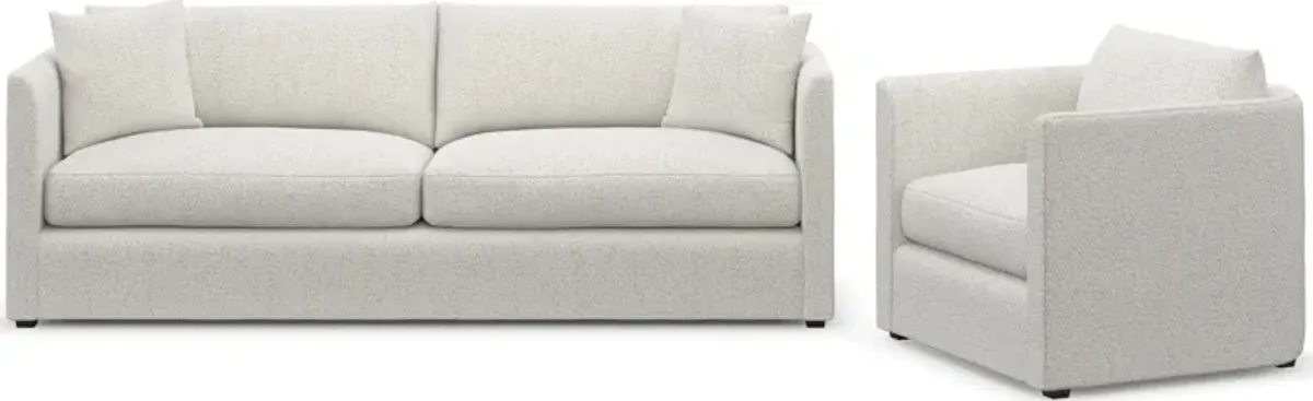 Benji Foam Comfort Sofa and Chair Set - River Rock Ivory