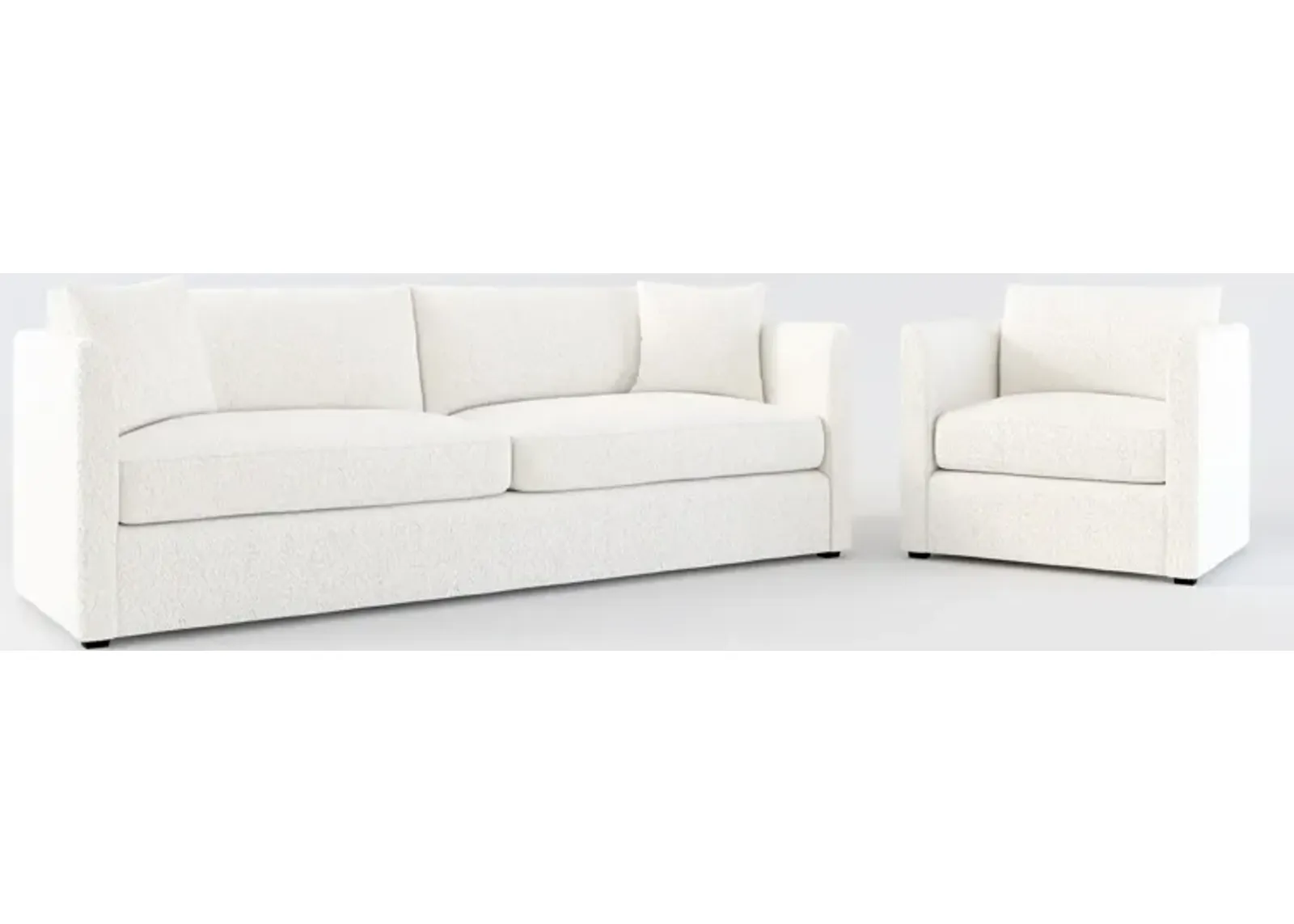 Benji Foam Comfort Sofa and Chair Set - River Rock Ivory