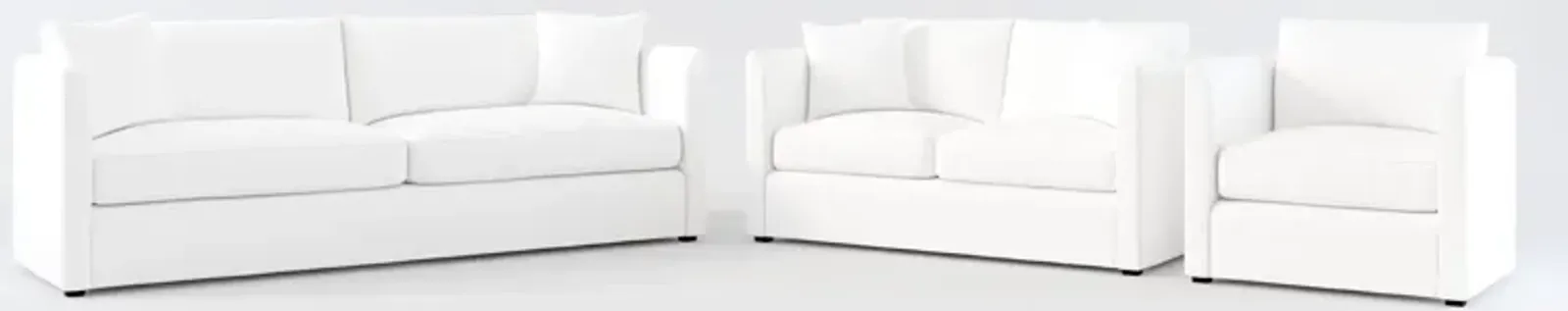 Benji Foam Comfort Sofa, Loveseat and Chair Set - Lovie Chalk