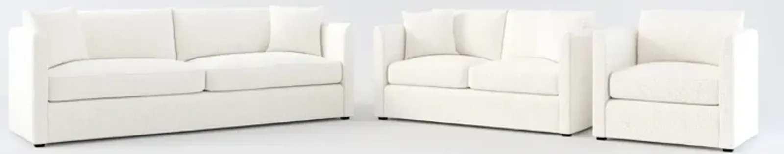 Benji Foam Comfort Sofa, Loveseat and Chair Set - River Rock Ivory