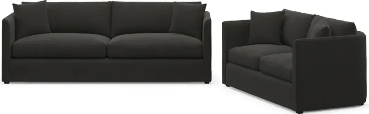 Benji Foam Comfort Sofa and Loveseat Set - Liv Onyx