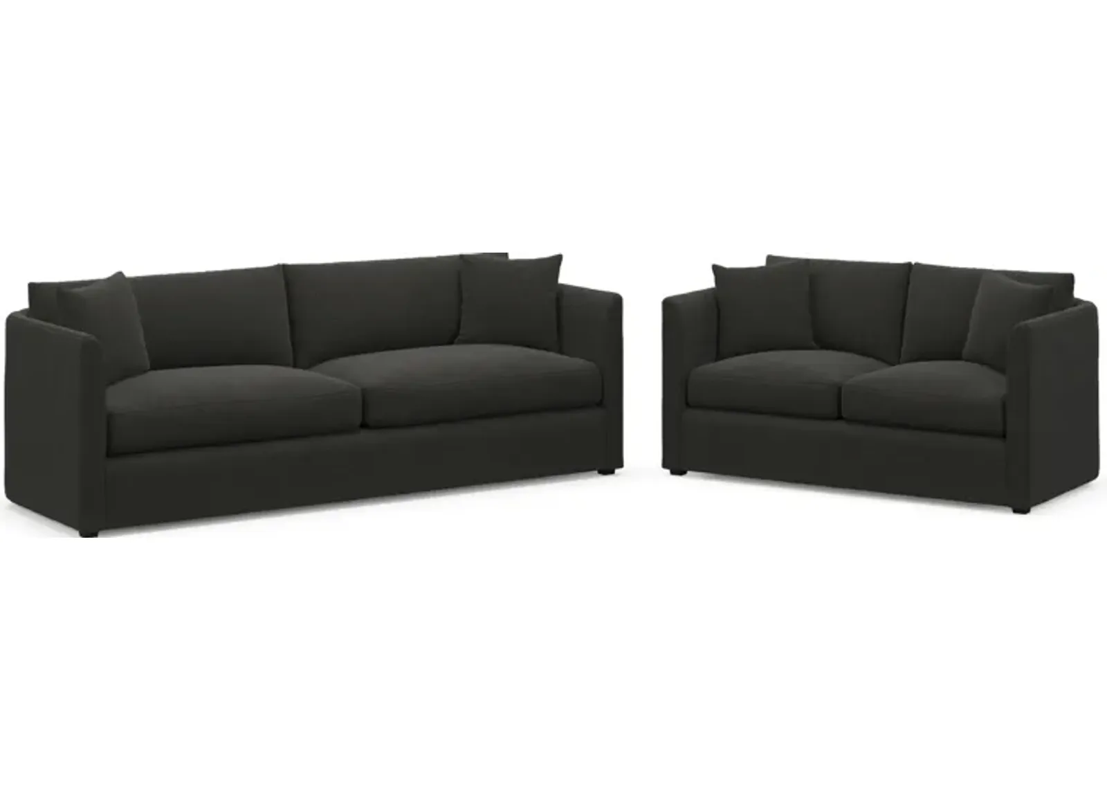 Benji Foam Comfort Sofa and Loveseat Set - Liv Onyx