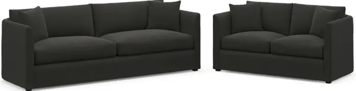 Benji Foam Comfort Sofa and Loveseat Set - Liv Onyx