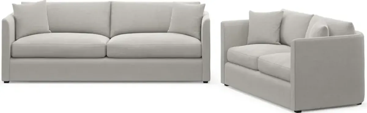 Benji Foam Comfort Sofa and Loveseat Set - Basker Dove