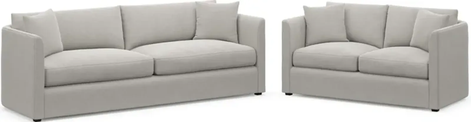 Benji Foam Comfort Sofa and Loveseat Set - Basker Dove