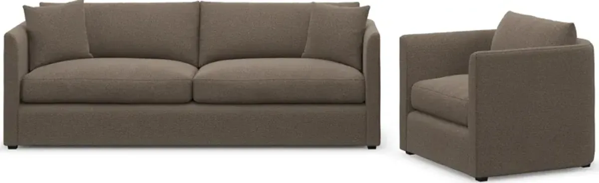 Benji Foam Comfort Sofa and Chair Set - Liv Umber