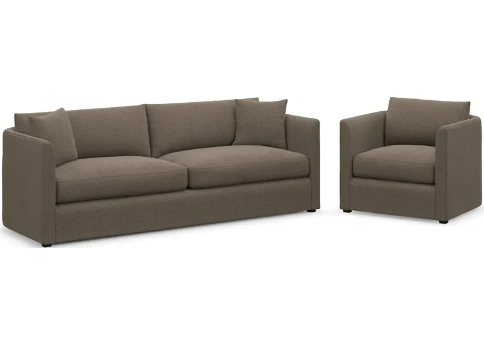 Benji Foam Comfort Sofa and Chair Set - Liv Umber