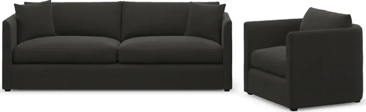 Benji Foam Comfort Sofa and Chair Set - Liv Onyx