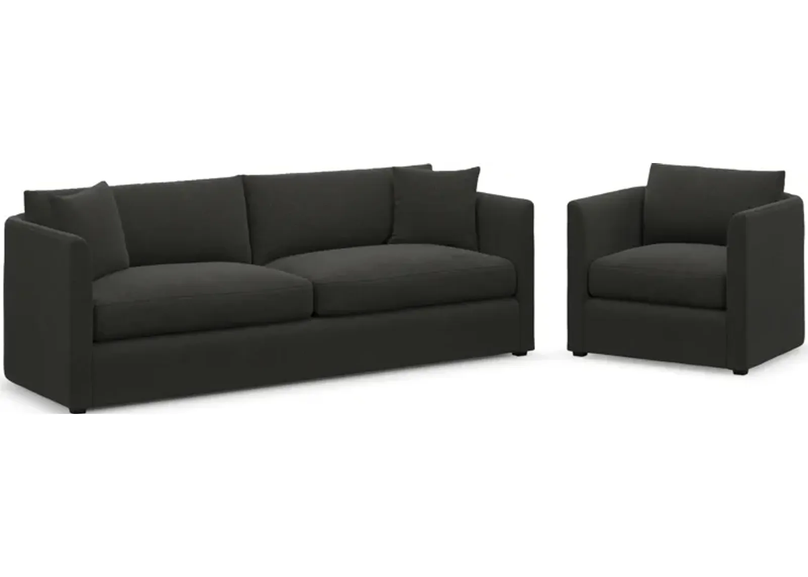 Benji Foam Comfort Sofa and Chair Set - Liv Onyx