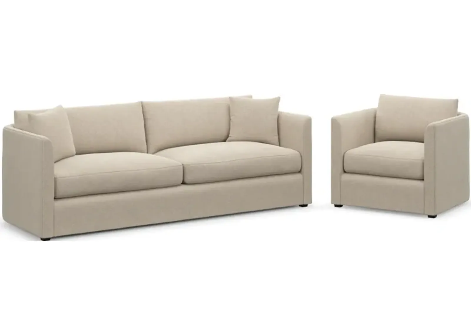 Benji Foam Comfort Sofa and Chair Set - Basker Antique