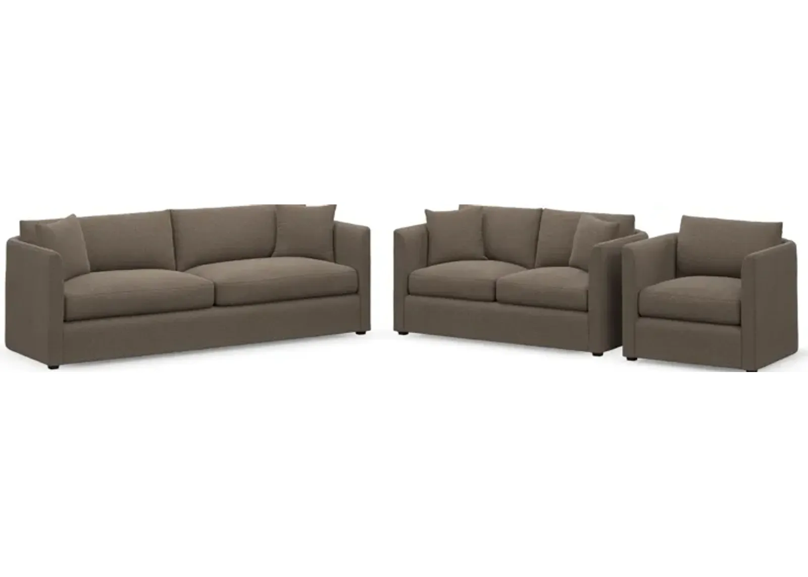 Benji Foam Comfort Sofa, Loveseat and Chair Set - Liv Umber