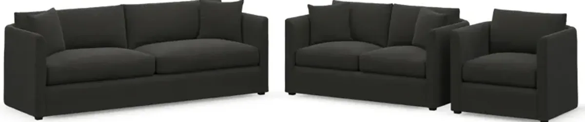 Benji Foam Comfort Sofa, Loveseat and Chair Set - Liv Onyx