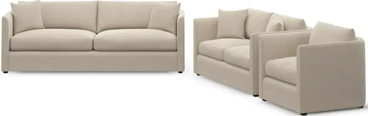 Benji Foam Comfort Sofa, Loveseat and Chair Set - Basker Antique