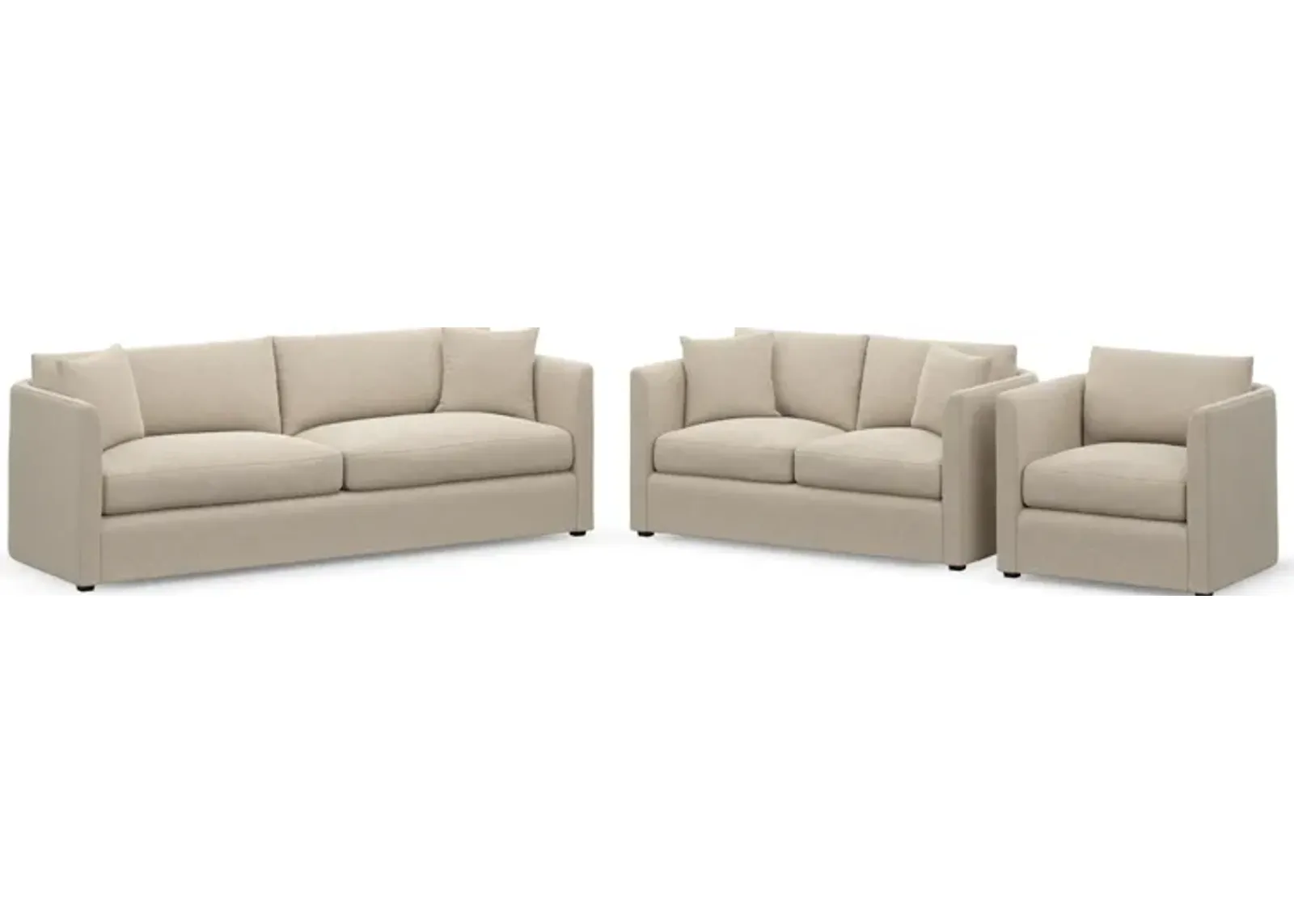 Benji Foam Comfort Sofa, Loveseat and Chair Set - Basker Antique