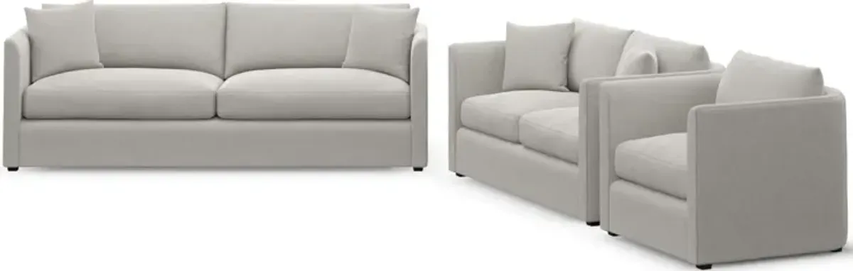 Benji Foam Comfort Sofa, Loveseat and Chair Set - Basker Dove