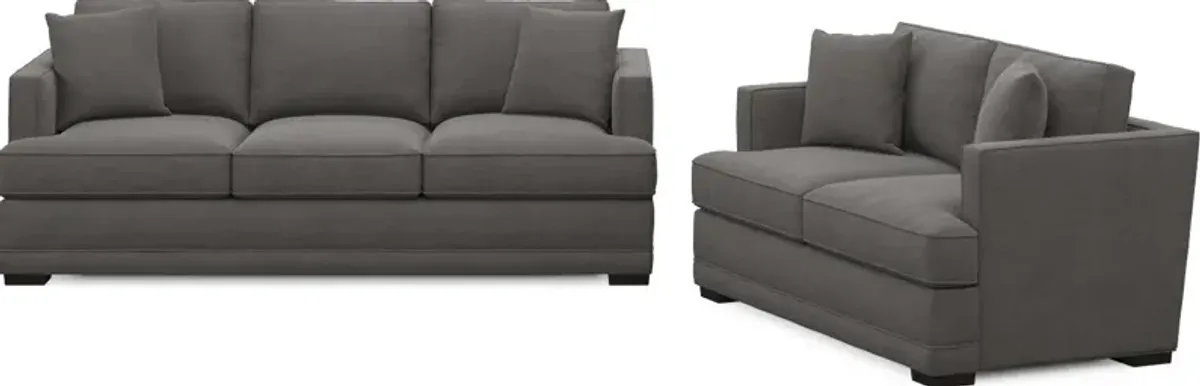 Pembroke Foam Comfort Sofa and Loveseat Set - Merrimac Ash