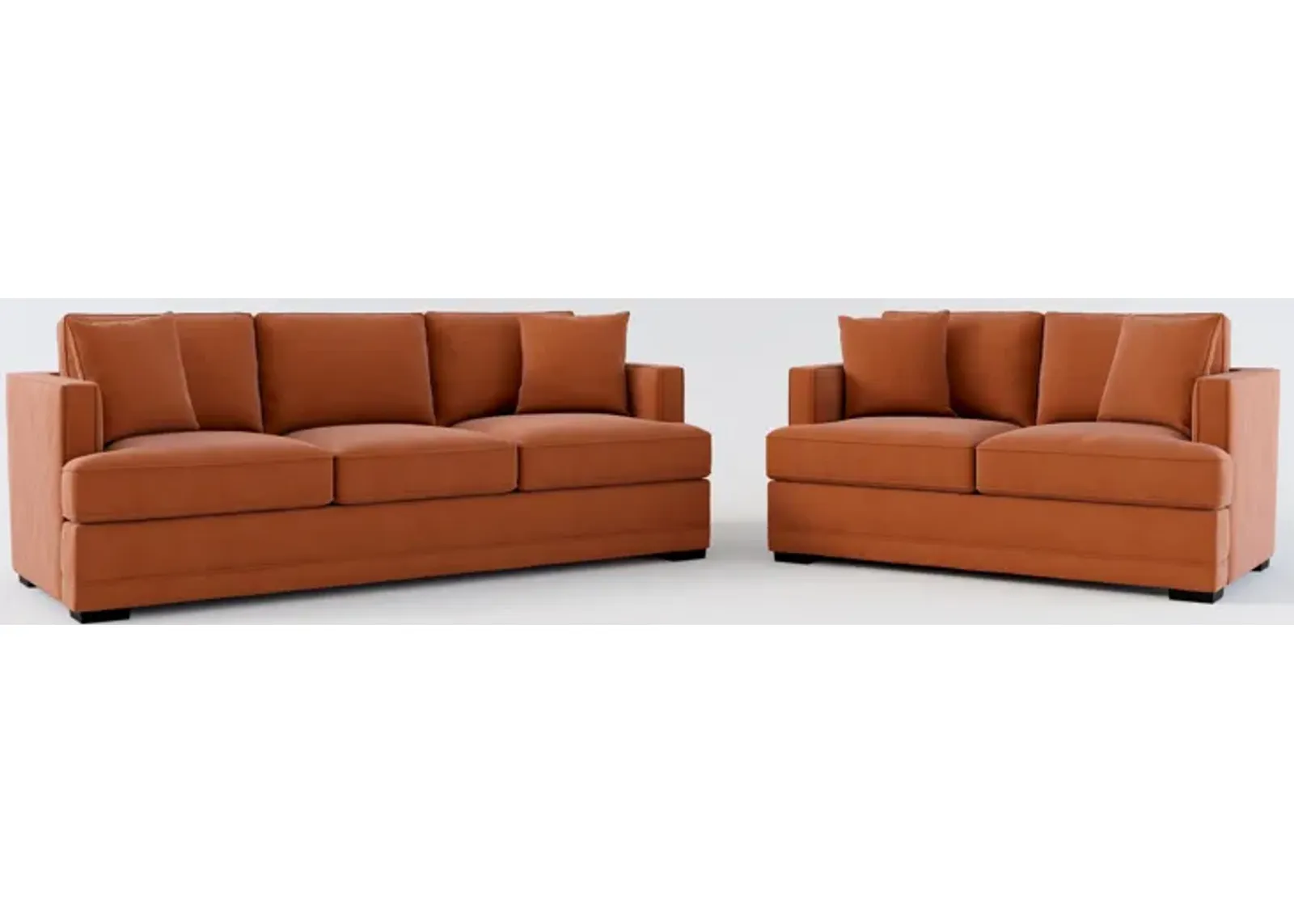 Pembroke Foam Comfort Sofa and Loveseat Set - Merrimac Brick