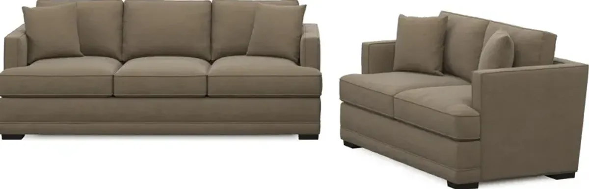 Pembroke Foam Comfort Sofa and Loveseat Set - Merrimac Brownstone