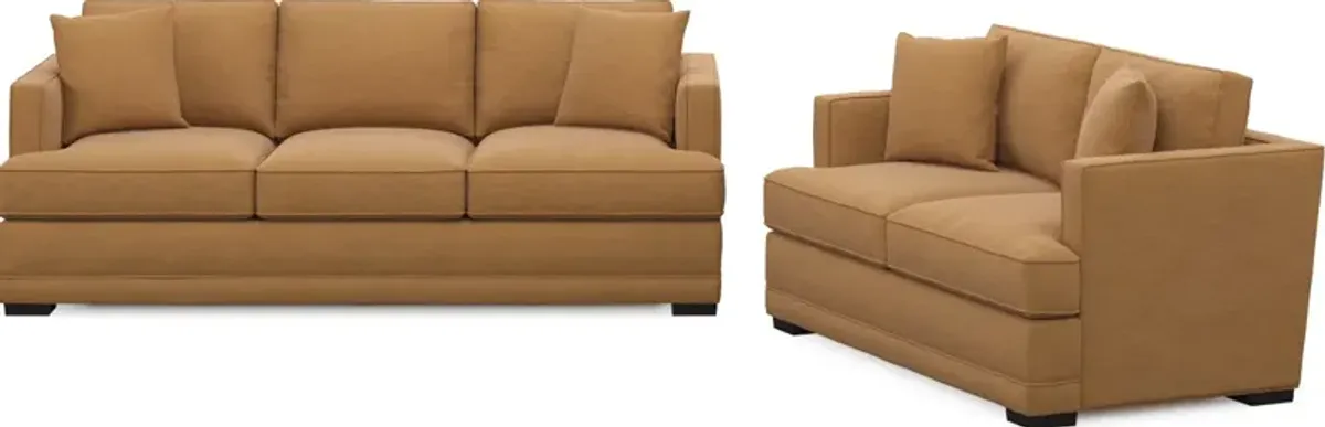 Pembroke Foam Comfort Sofa and Loveseat Set - Merrimac Topaz