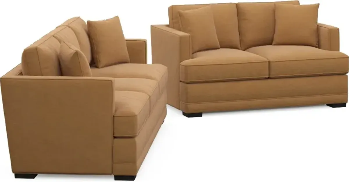 Pembroke Foam Comfort Sofa and Loveseat Set - Merrimac Topaz