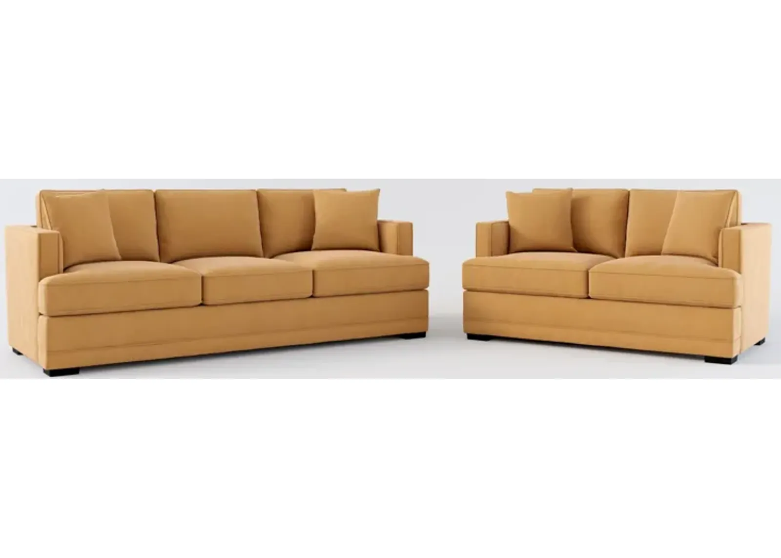 Pembroke Foam Comfort Sofa and Loveseat Set - Merrimac Topaz