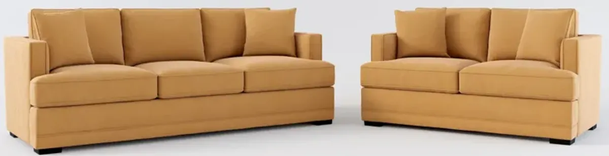 Pembroke Foam Comfort Sofa and Loveseat Set - Merrimac Topaz