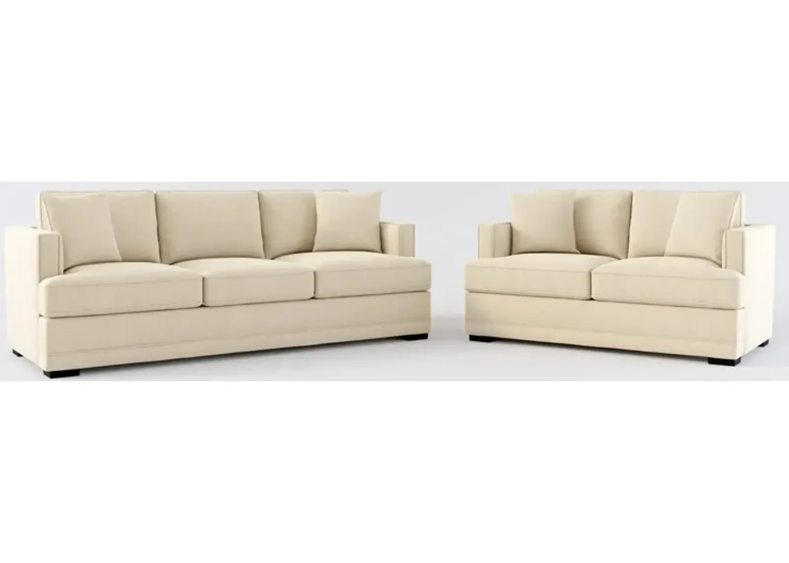 Pembroke Foam Comfort Sofa and Loveseat Set - Merrimac Ecru