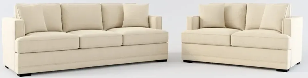 Pembroke Foam Comfort Sofa and Loveseat Set - Merrimac Ecru