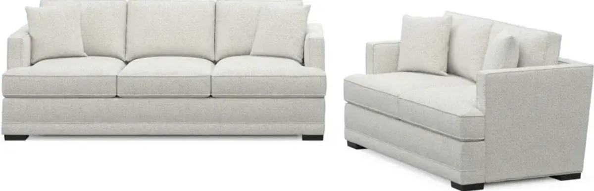 Pembroke Foam Comfort Sofa and Loveseat - River Rock Ivory