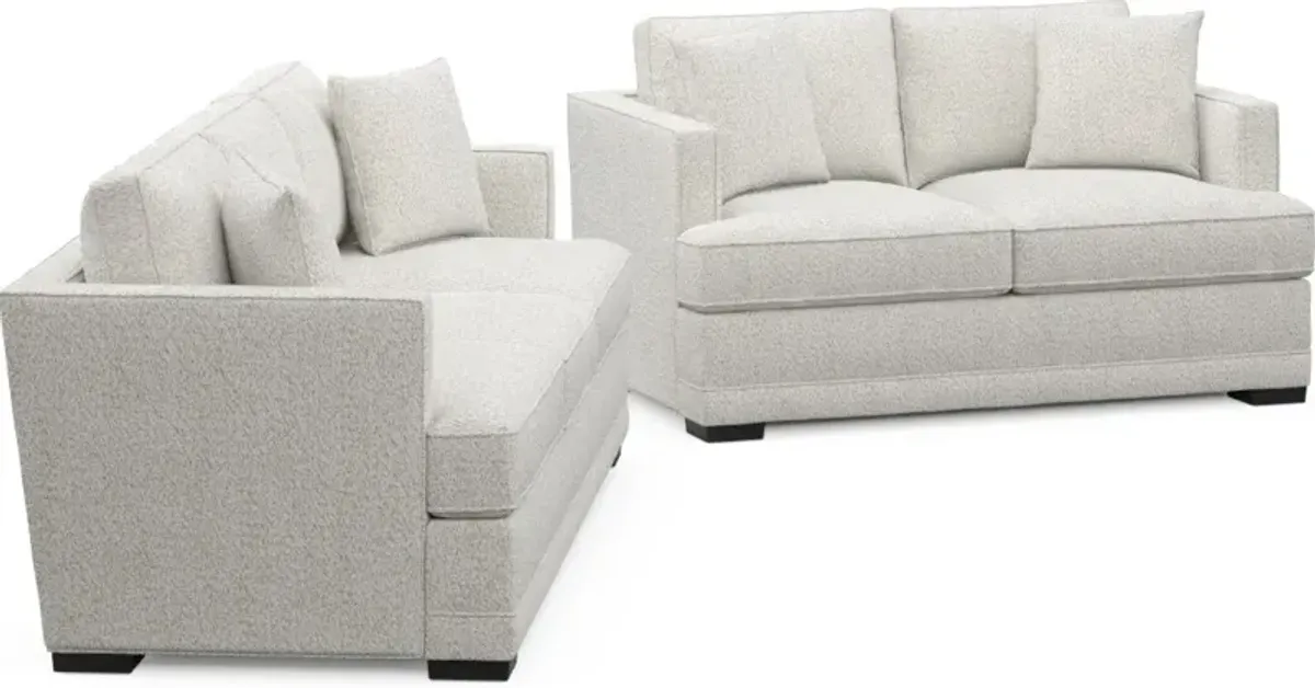 Pembroke Foam Comfort Sofa and Loveseat - River Rock Ivory