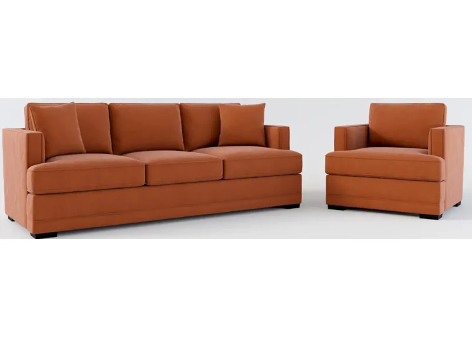 Pembroke Foam Comfort Sofa and Chair Set - Merrimac Brick