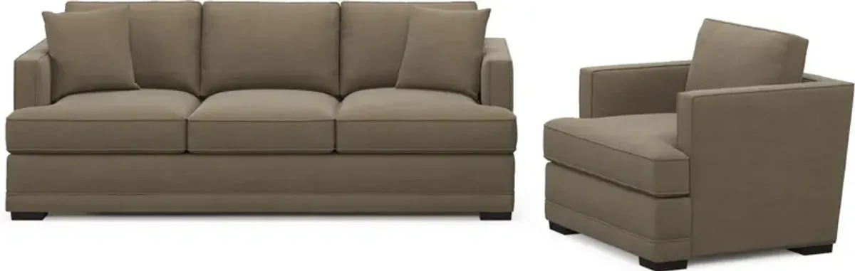 Pembroke Foam Comfort Sofa and Chair Set - Merrimac Brownstone