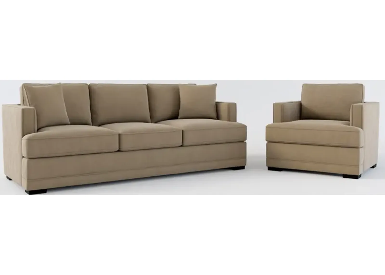 Pembroke Foam Comfort Sofa and Chair Set - Merrimac Brownstone