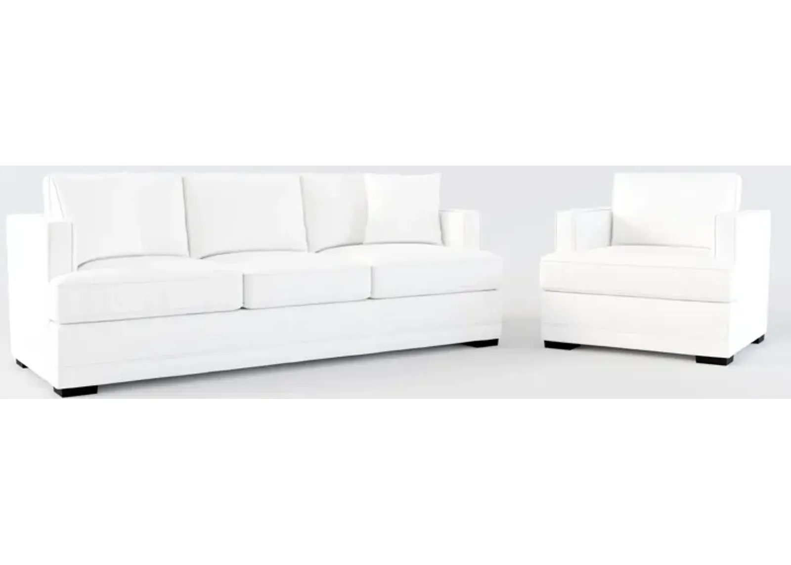 Pembroke Foam Comfort Sofa and Chair Set - Lovie Chalk