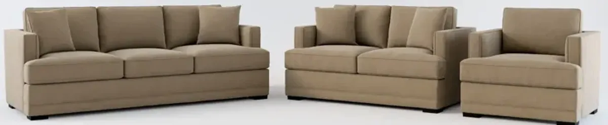 Pembroke Foam Comfort Sofa, Loveseat, and Chair Set - Merrimac Brownstone