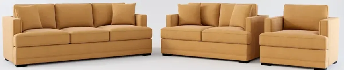 Pembroke Foam Comfort Sofa, Loveseat, and Chair Set - Merrimac Topaz