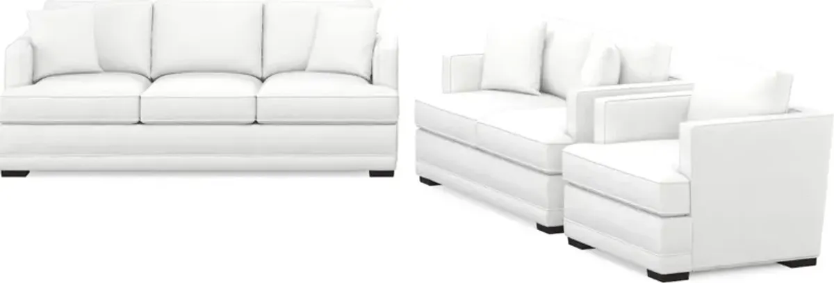 Pembroke Foam Comfort Sofa, Loveseat, and Chair Set - Lovie Chalk