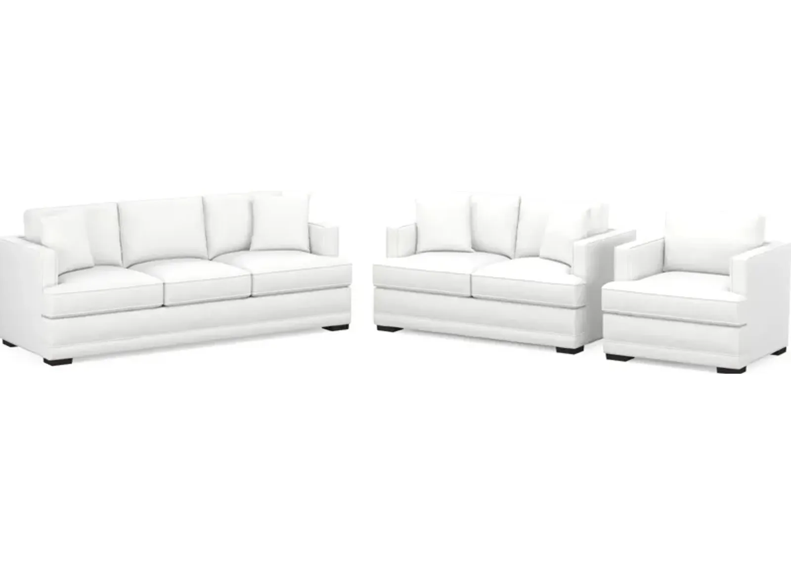 Pembroke Foam Comfort Sofa, Loveseat, and Chair Set - Lovie Chalk